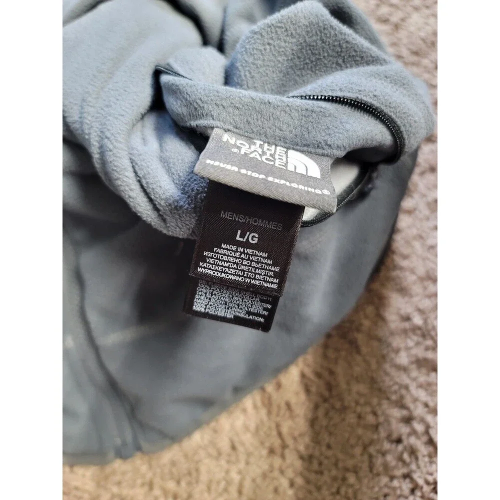 The North Face Men's L Trinity Reversible Puffer Fleece Vest Black Gray Full Zip